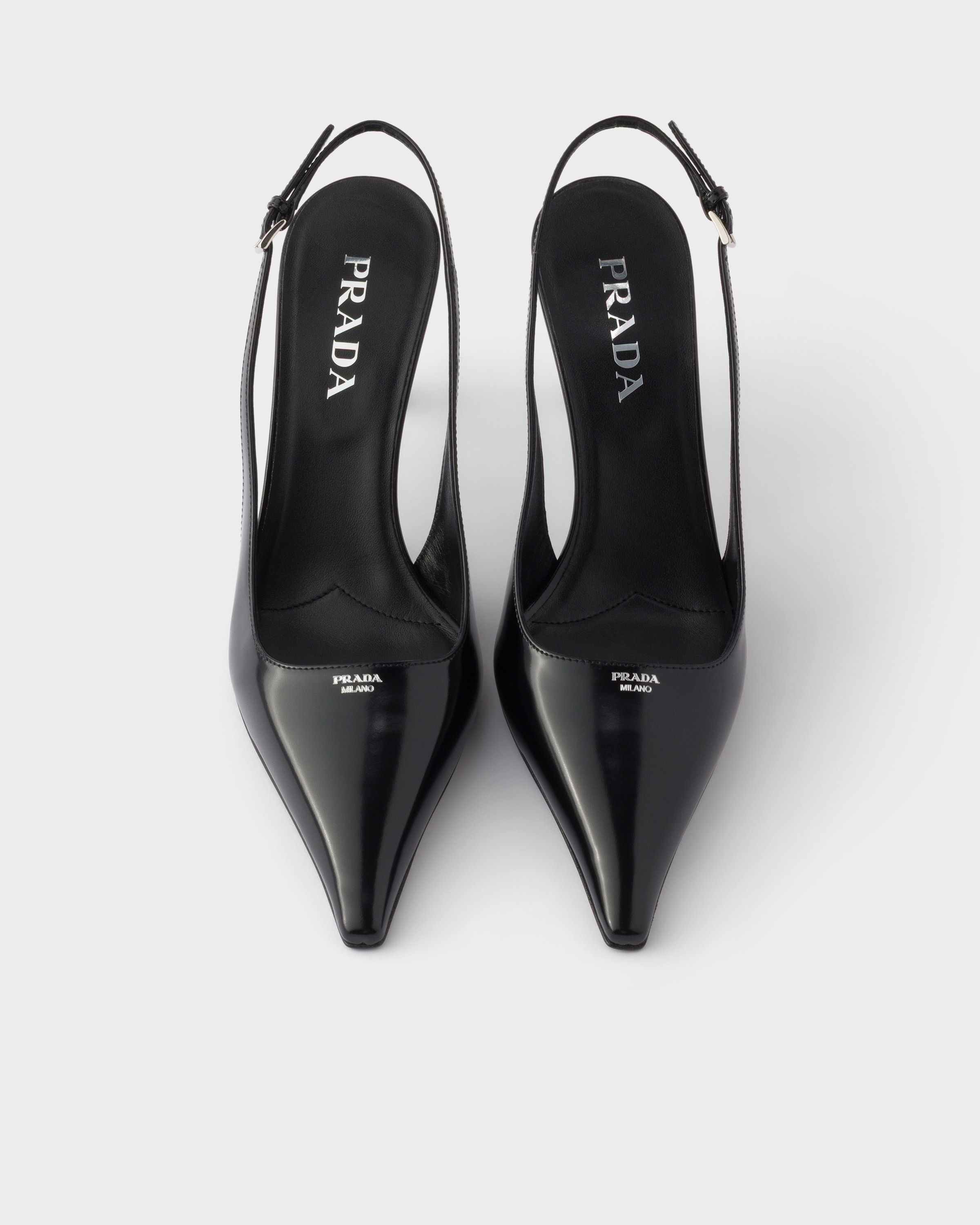 ブラック ブラッシュドレザー スリングバックパンプス | PRADA - 日本