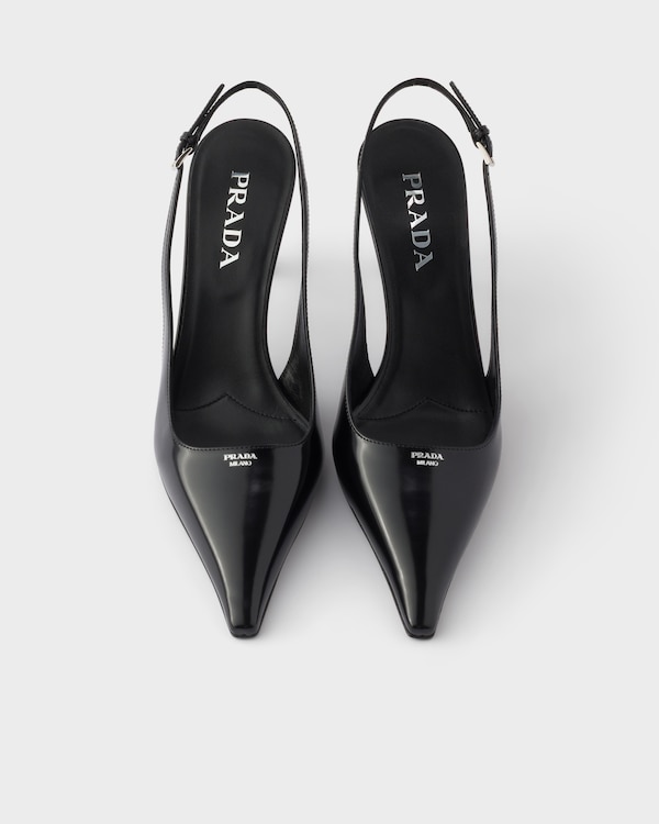 Brushed leather slingback pumps - Negro Brushed leather slingback pumps - Negro