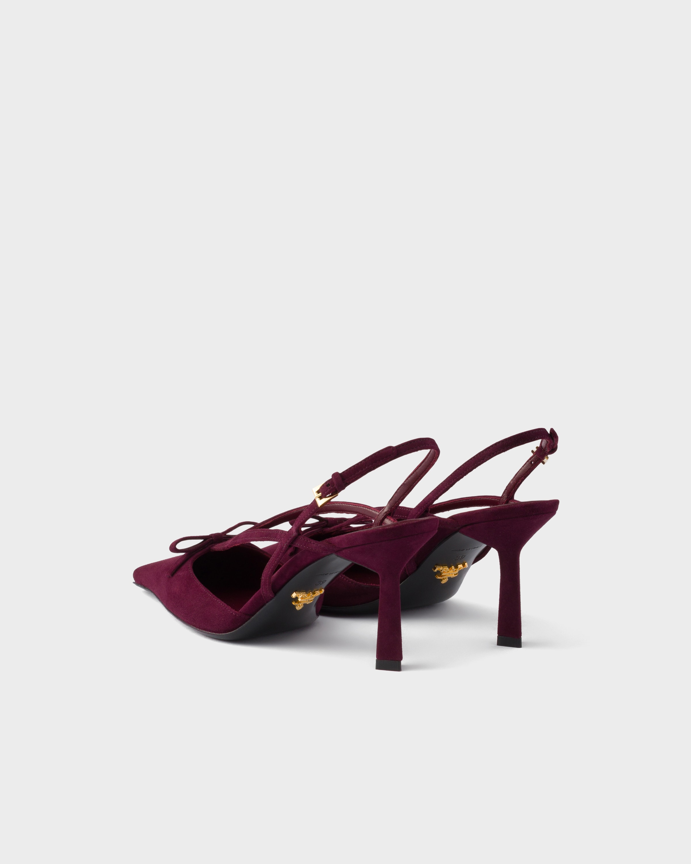 バーガンディ スエード スリングバック パンプス | PRADA - 日本