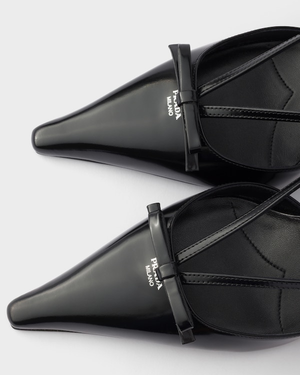 Brushed leather slingback pumps - Negro Brushed leather slingback pumps - Negro