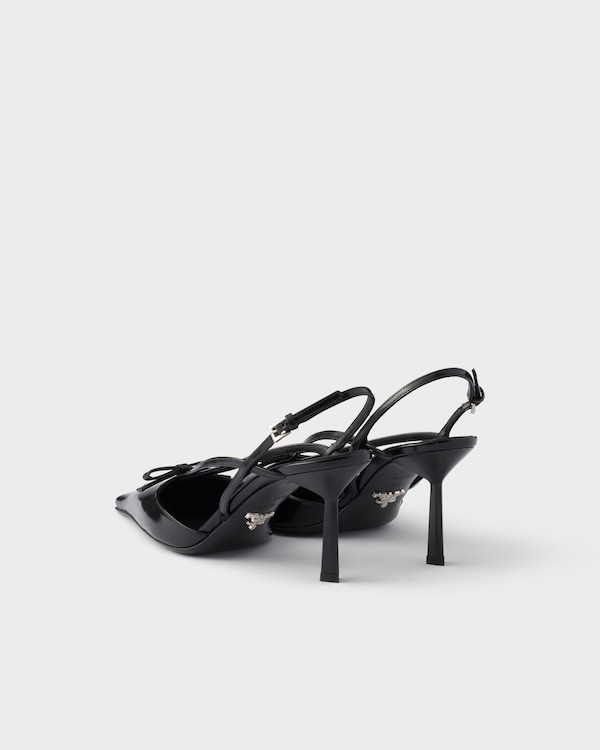 Brushed leather slingback pumps - Negro Brushed leather slingback pumps - Negro