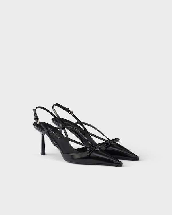 Brushed leather slingback pumps - Negro Brushed leather slingback pumps - Negro