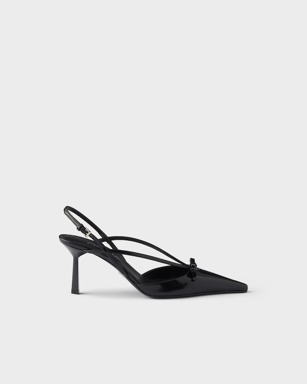 Brushed leather slingback pumps - Negro Brushed leather slingback pumps - Negro
