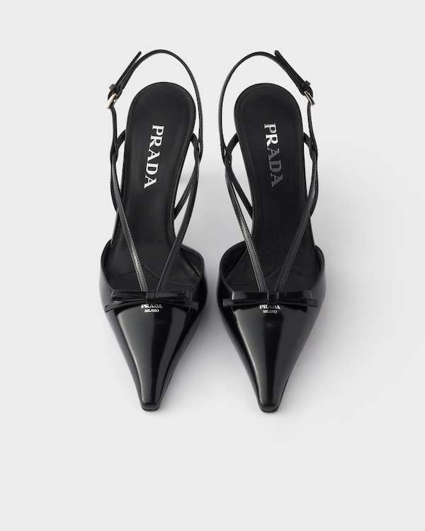 Brushed leather slingback pumps - Negro Brushed leather slingback pumps - Negro