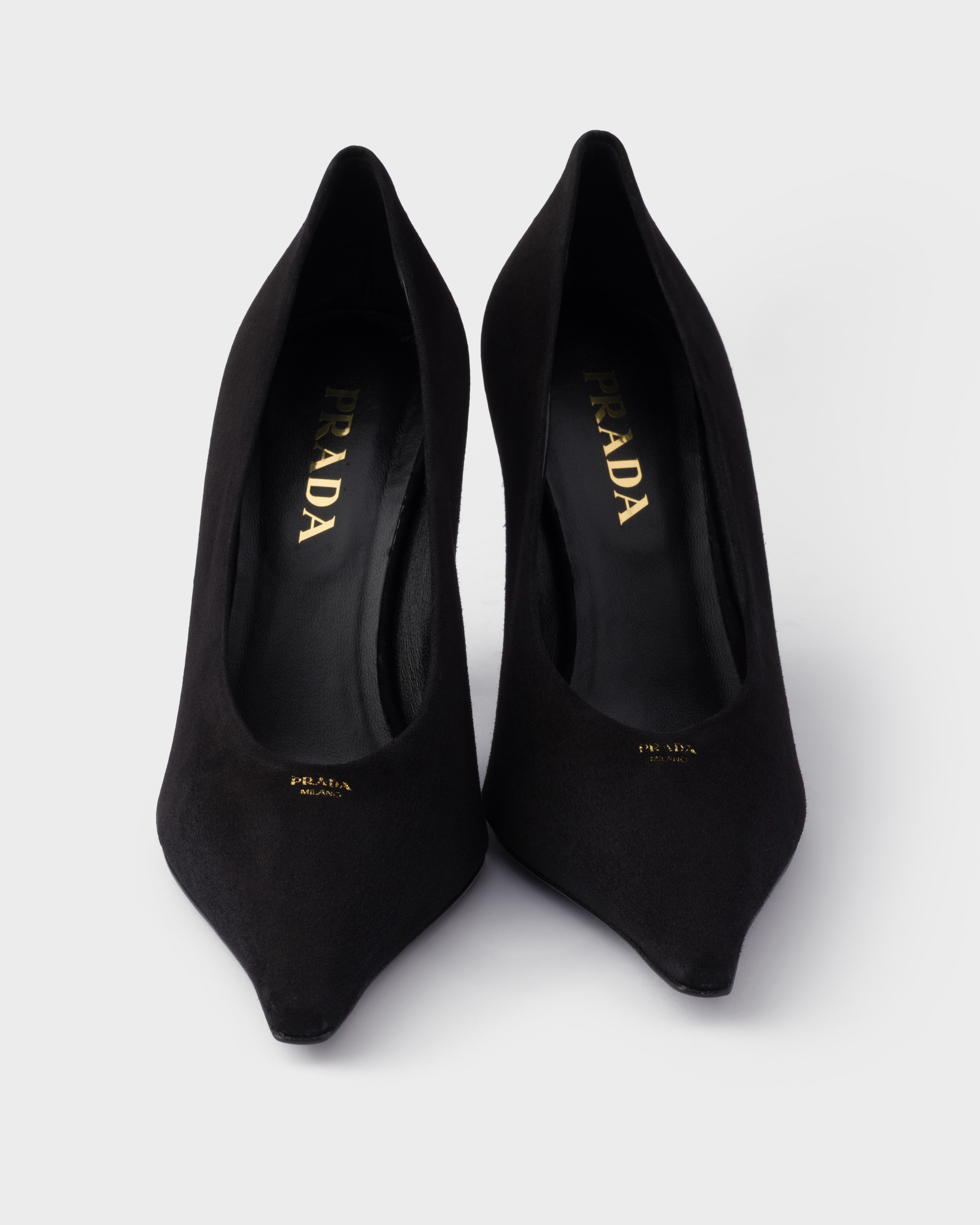 PRADA スエード レースアップ パンプス ブラック 36.5 Black Suede Pointy Toe Pumps | PRADA - United States