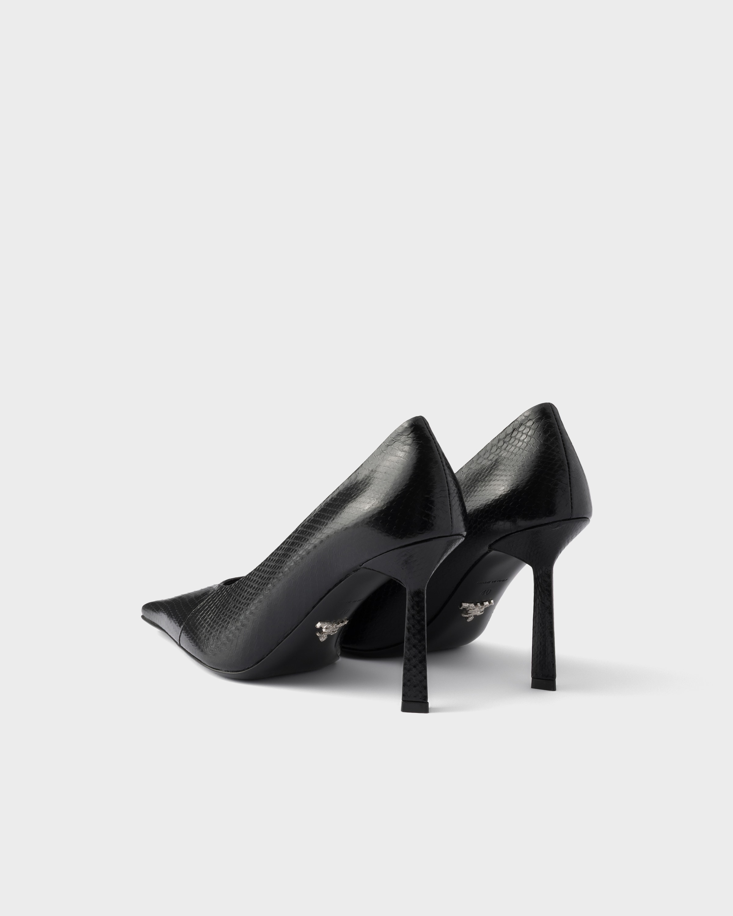 Black Ayers Leather Pointy Toe Pumps | PRADA - United States