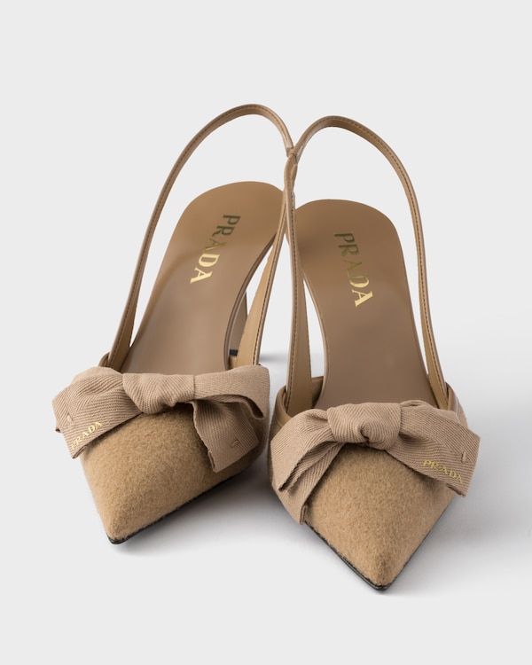 Fabric slingback pumps - Camel Brown Fabric slingback pumps - Camel Brown