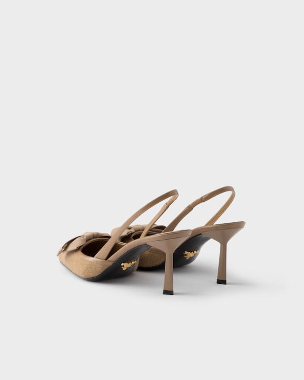 Fabric slingback pumps - Camel Brown Fabric slingback pumps - Camel Brown