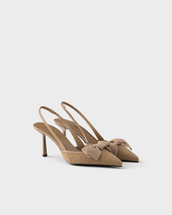 Fabric slingback pumps - Camel Brown Fabric slingback pumps - Camel Brown