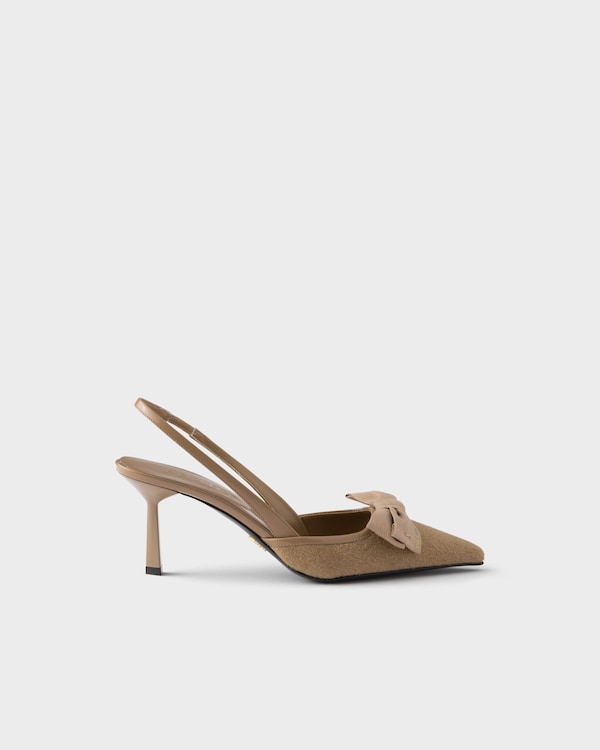 Fabric slingback pumps - Camel Brown Fabric slingback pumps - Camel Brown