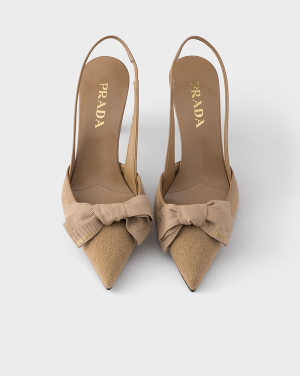 Fabric slingback pumps - Camel Brown Fabric slingback pumps - Camel Brown