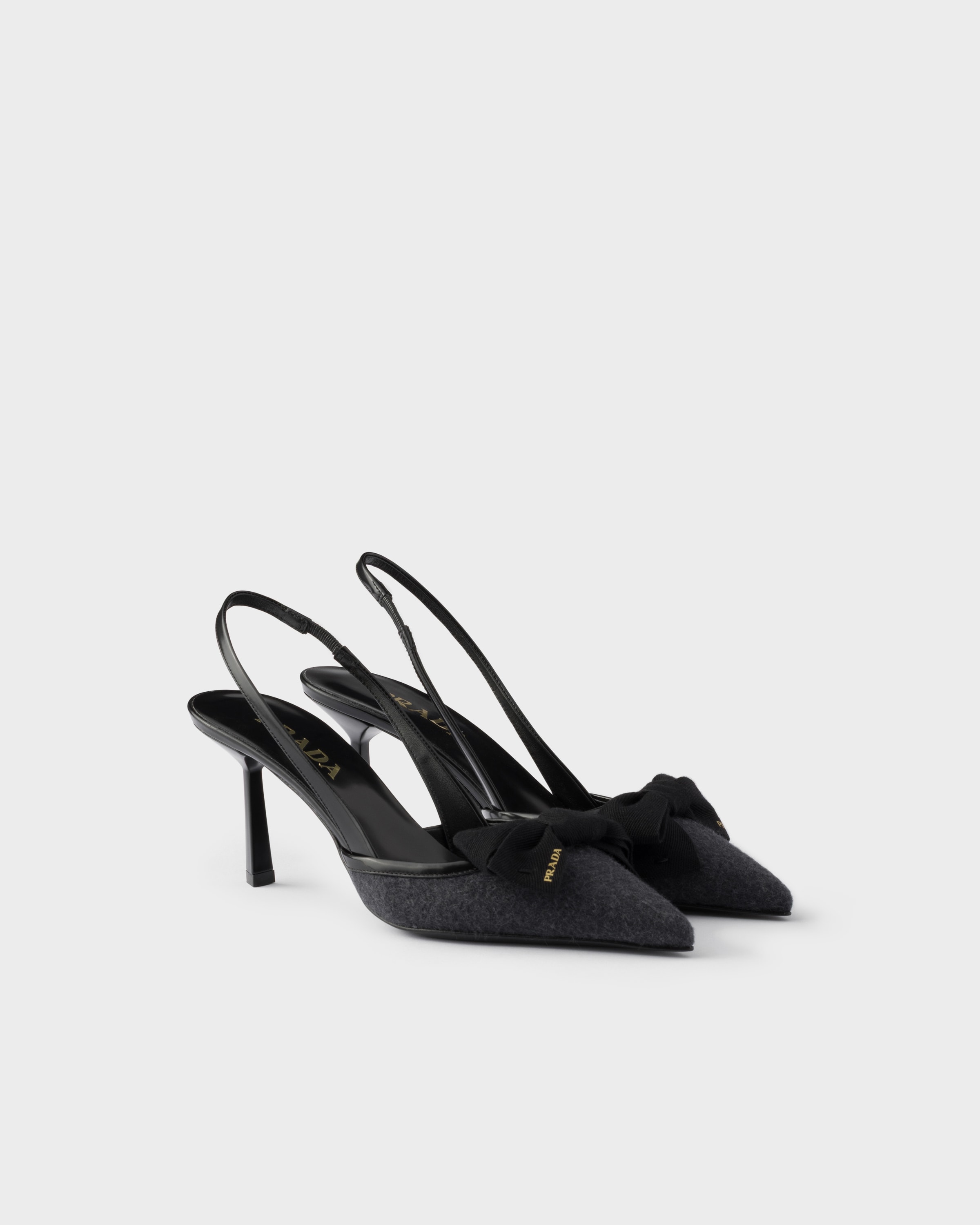 Anthracite Gray Fabric Slingback Pumps | PRADA - United States