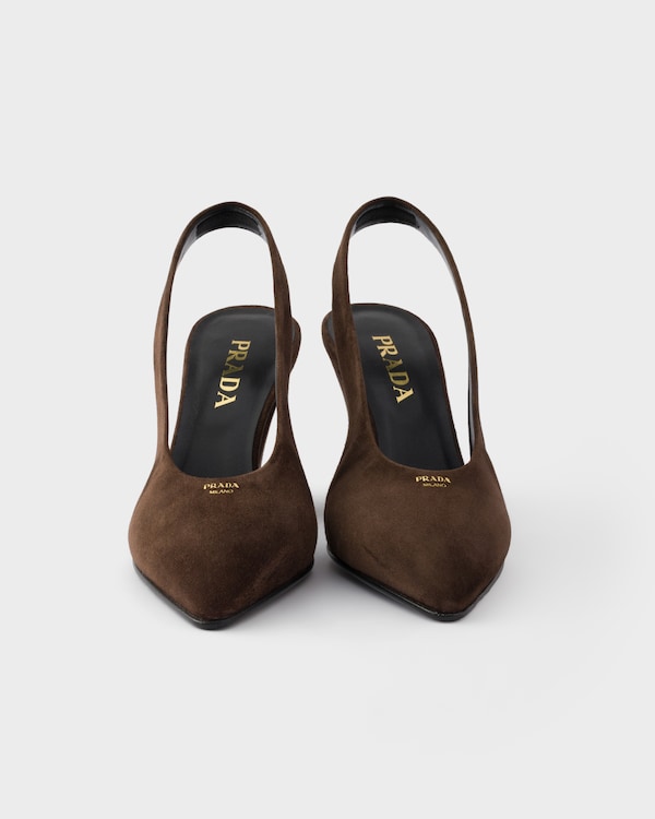 Suede leather slingback pumps - Dark Brown Suede leather slingback pumps - Dark Brown
