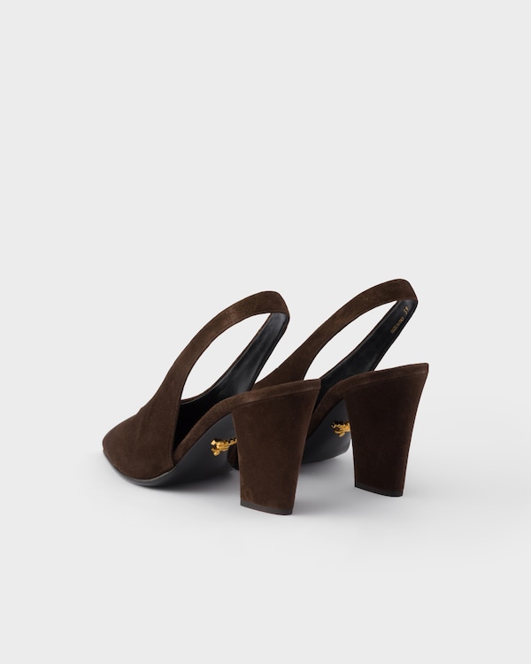 Suede leather slingback pumps - Dark Brown Suede leather slingback pumps - Dark Brown