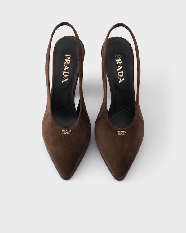 Suede leather slingback pumps - Dark Brown Suede leather slingback pumps - Dark Brown