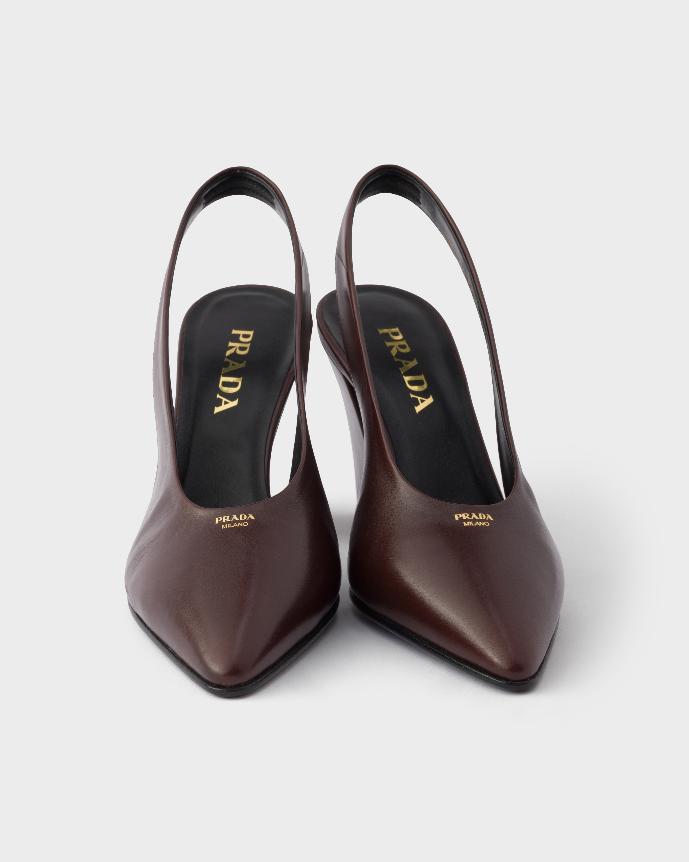 Dark Brown Leather Slingback Pumps | PRADA - United States