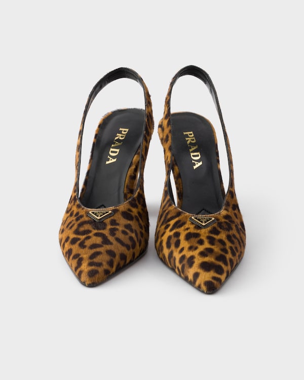 Zapatos de tacón destalonado de piel estampada - Miel Zapatos de tacón destalonado de piel estampada - Miel