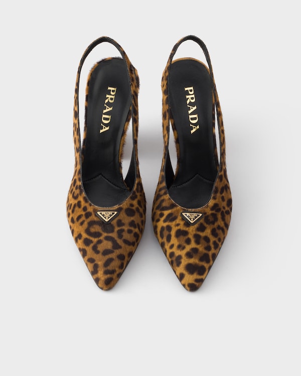 Zapatos de tacón destalonado de piel estampada - Miel Zapatos de tacón destalonado de piel estampada - Miel