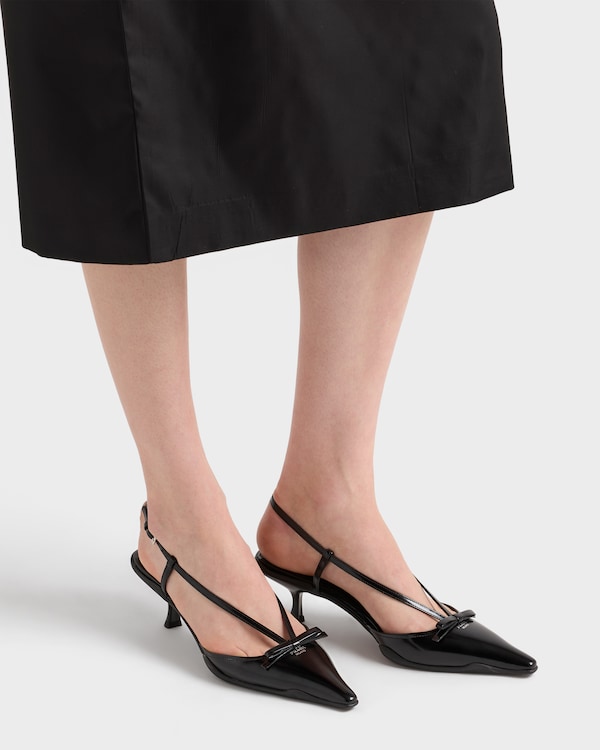 Brushed leather slingback pumps - Black Brushed leather slingback pumps - Black