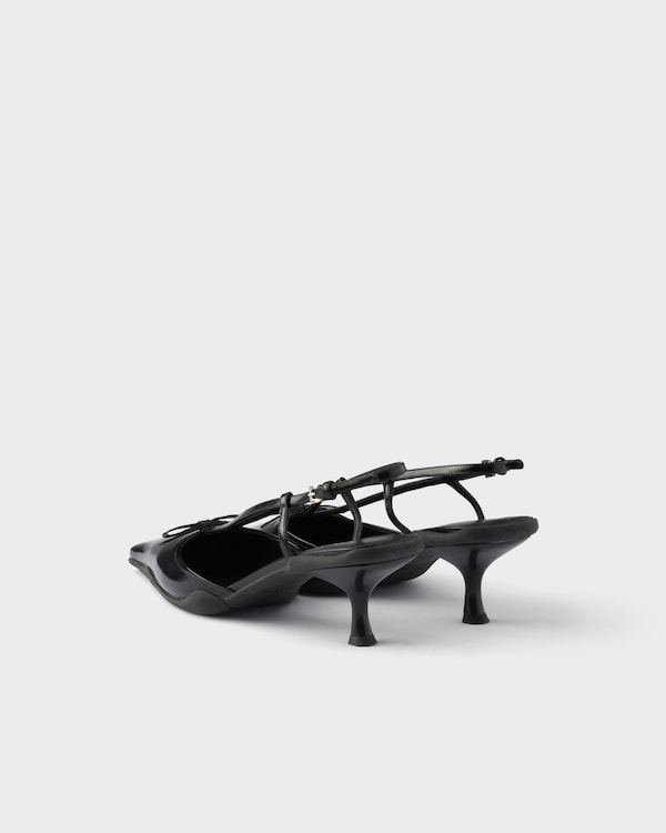 Brushed leather slingback pumps - Black Brushed leather slingback pumps - Black