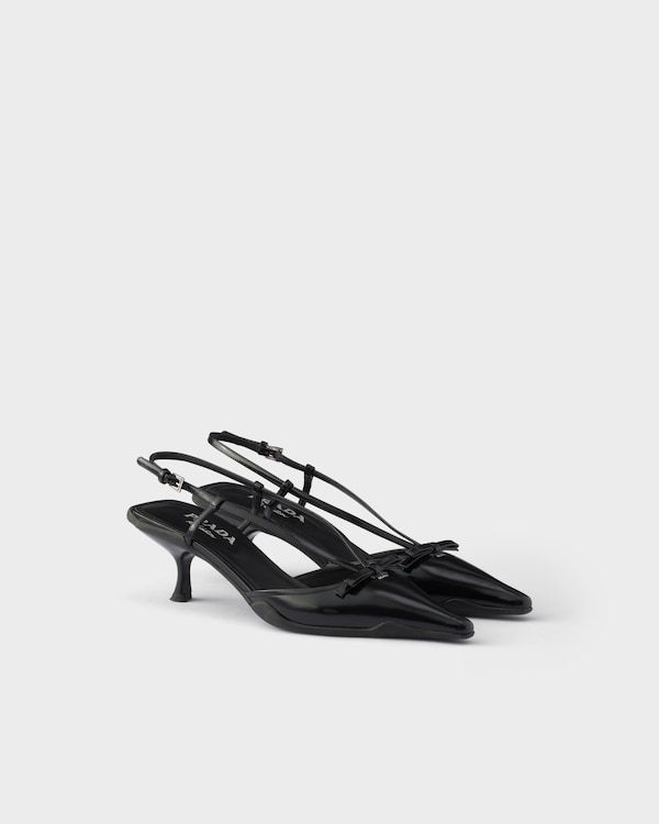 Brushed leather slingback pumps - Black Brushed leather slingback pumps - Black