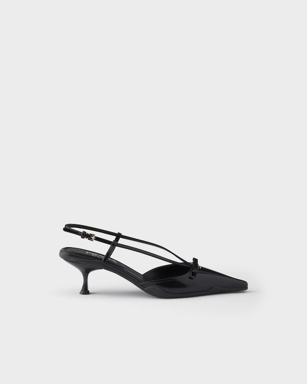 Brushed leather slingback pumps - Black Brushed leather slingback pumps - Black