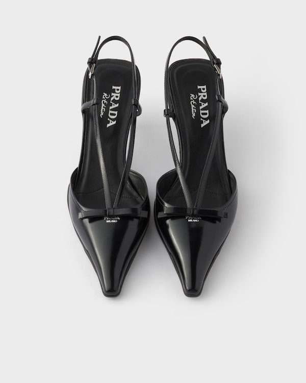 Brushed leather slingback pumps - Black Brushed leather slingback pumps - Black