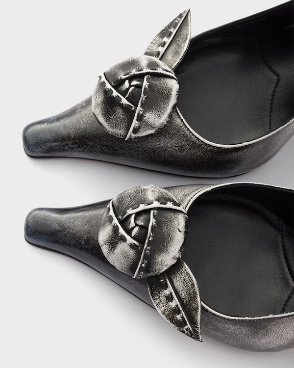 Leather slingback pumps - White/Black Leather slingback pumps - White/Black