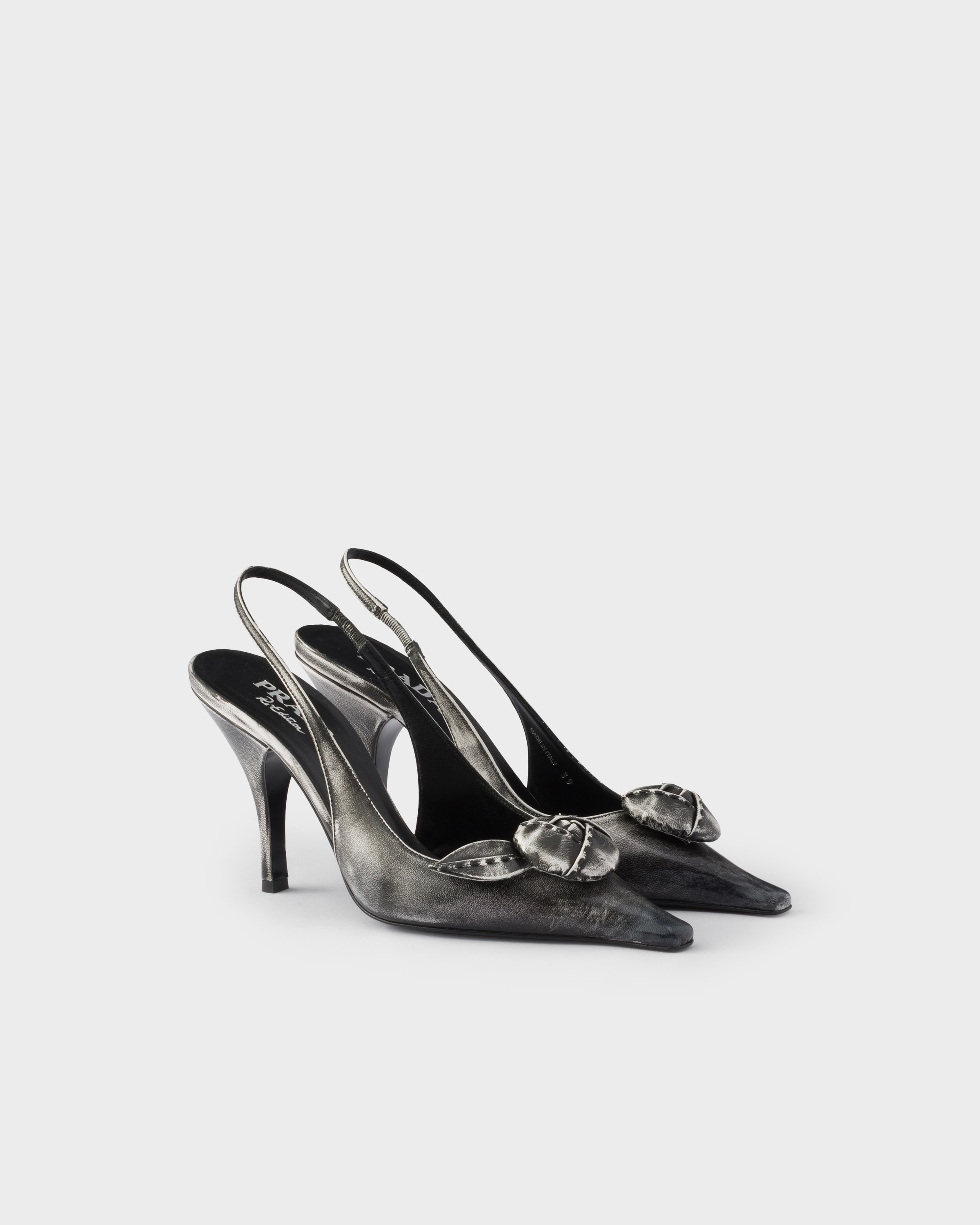 White/black Leather Slingback Pumps | PRADA - United States