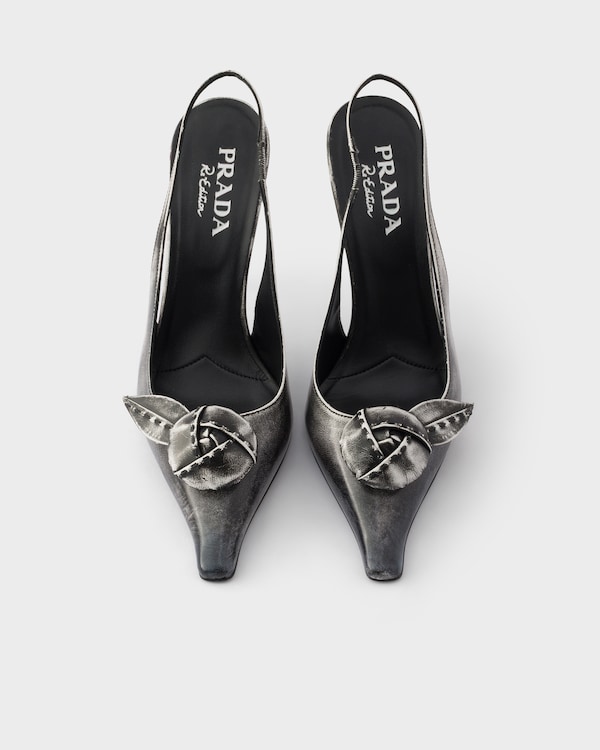 Leather slingback pumps - White/Black Leather slingback pumps - White/Black