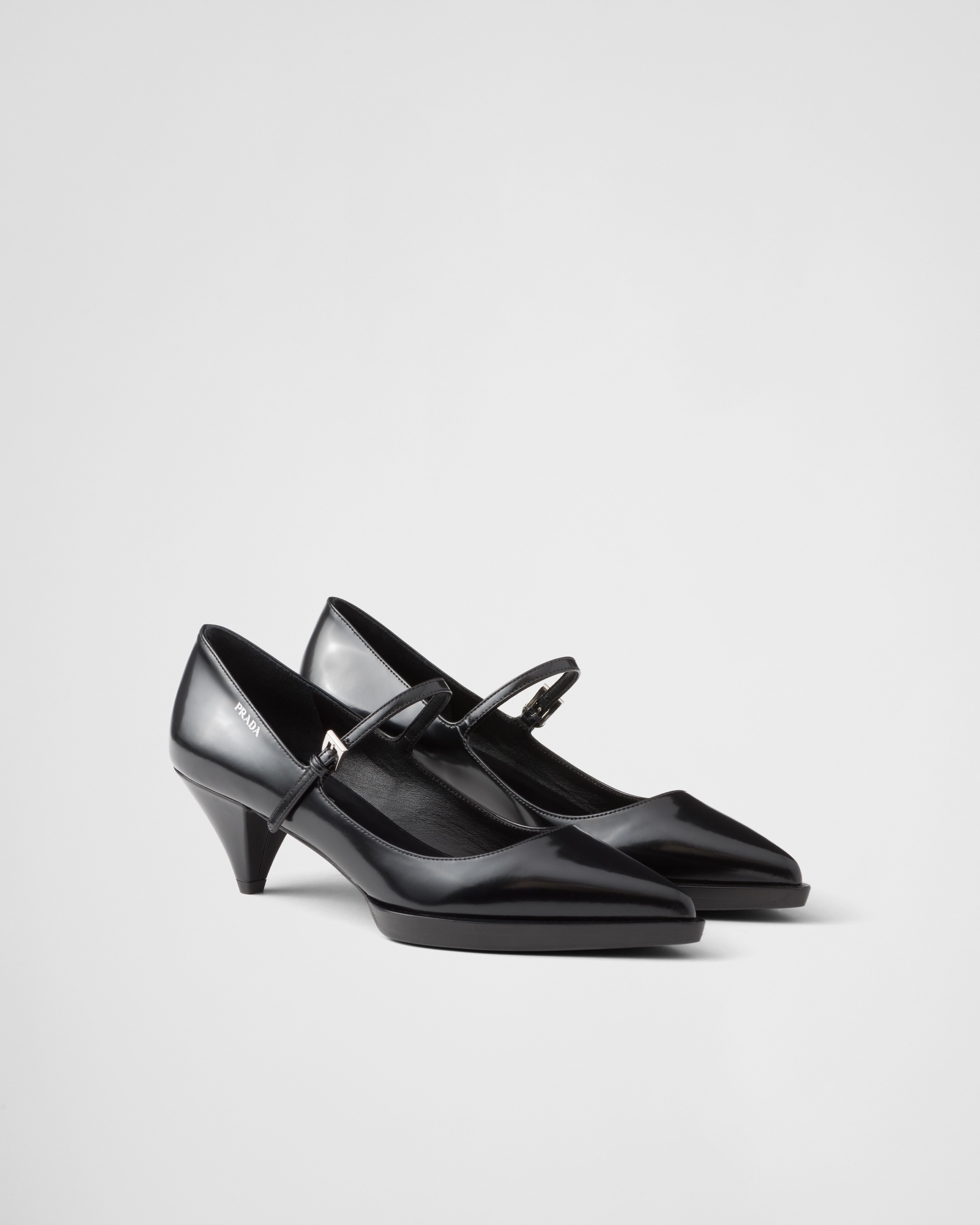 Black Brushed Leather Pumps PRADA