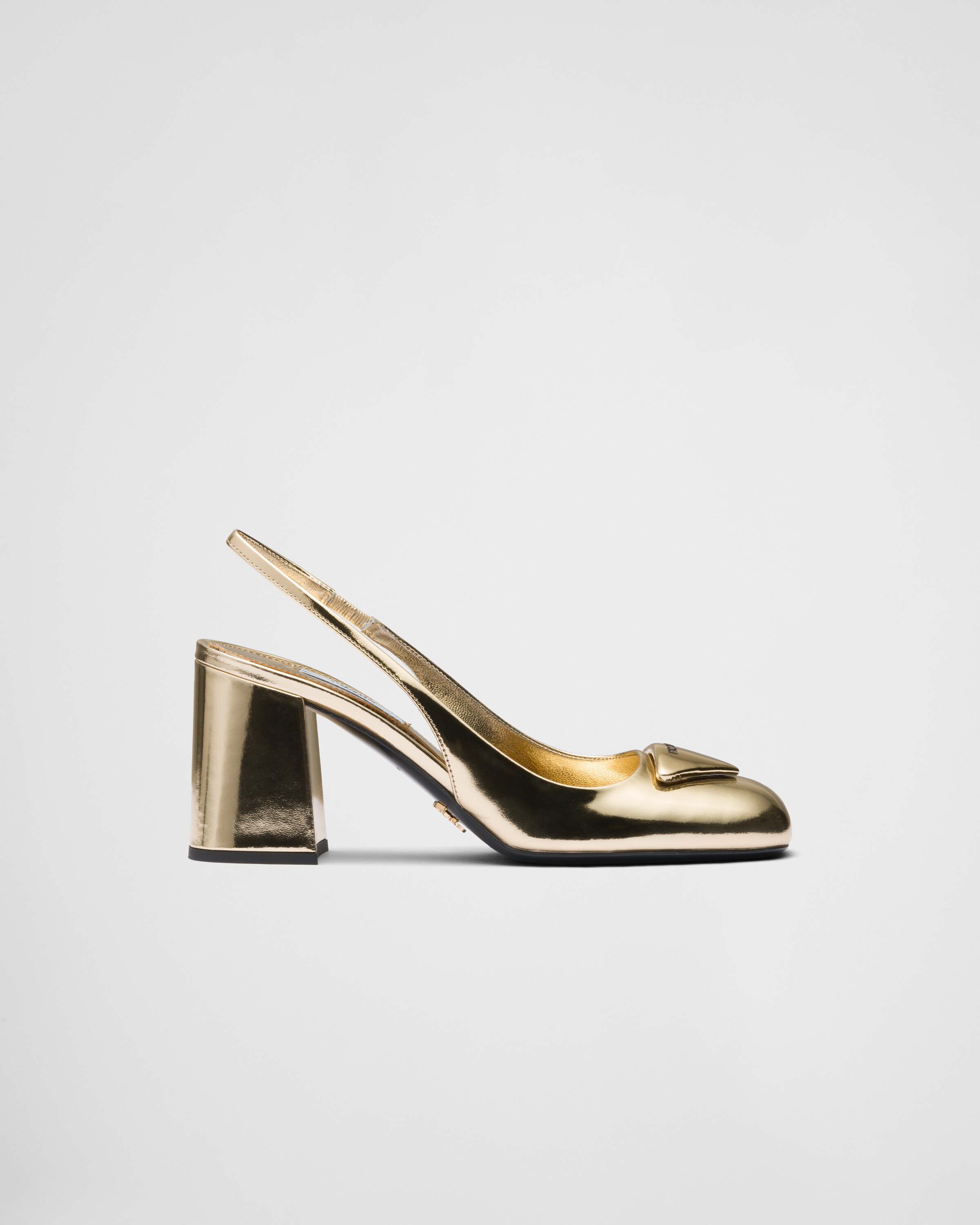 Platinum Metallic Leather Slingback Pumps | PRADA