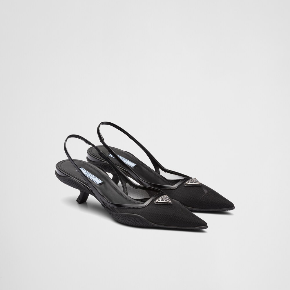 Prada Mesh fabric slingback pumps 1