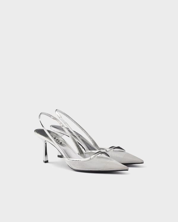 Mesh fabric slingback pumps - Silver Mesh fabric slingback pumps - Silver