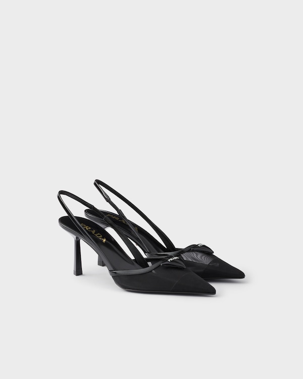 Mesh fabric slingback pumps - Black Mesh fabric slingback pumps - Black
