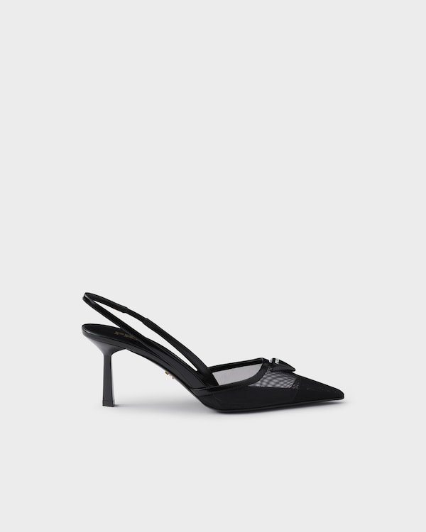 Mesh fabric slingback pumps - Black Mesh fabric slingback pumps - Black