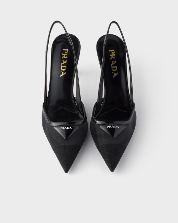 Mesh fabric slingback pumps - Black Mesh fabric slingback pumps - Black