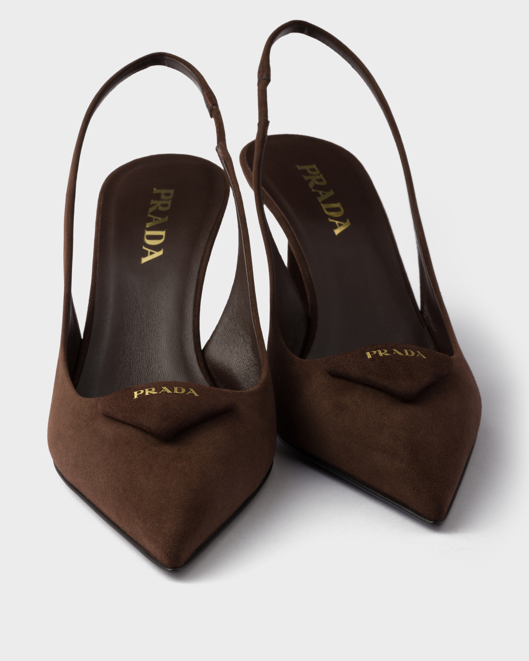 PRADA 26S PUMPS 55MM IN TAUPE BROWN SUEDE WITH LOGO main image 1