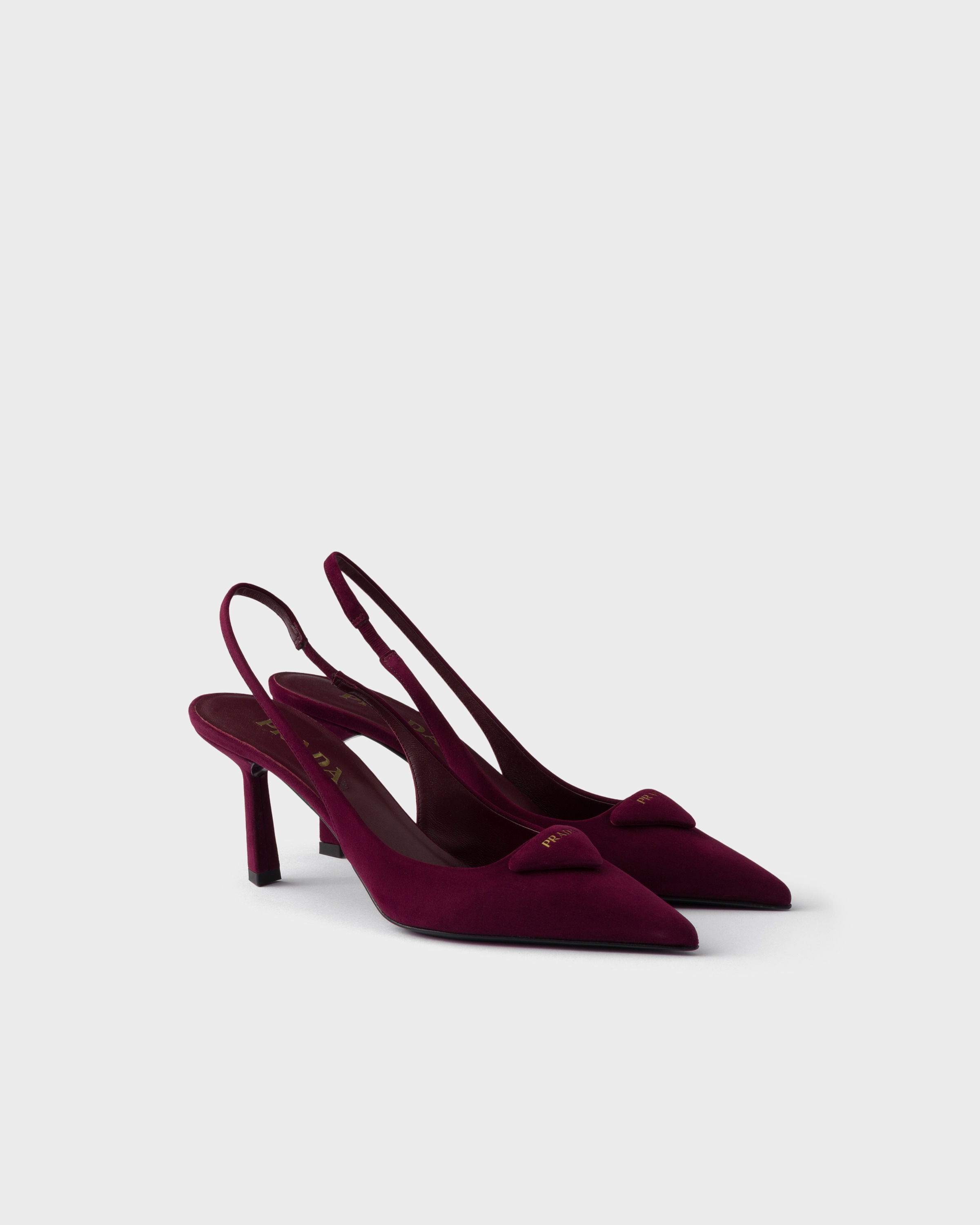 Prada Suede Slingback Pumps In Burgundy