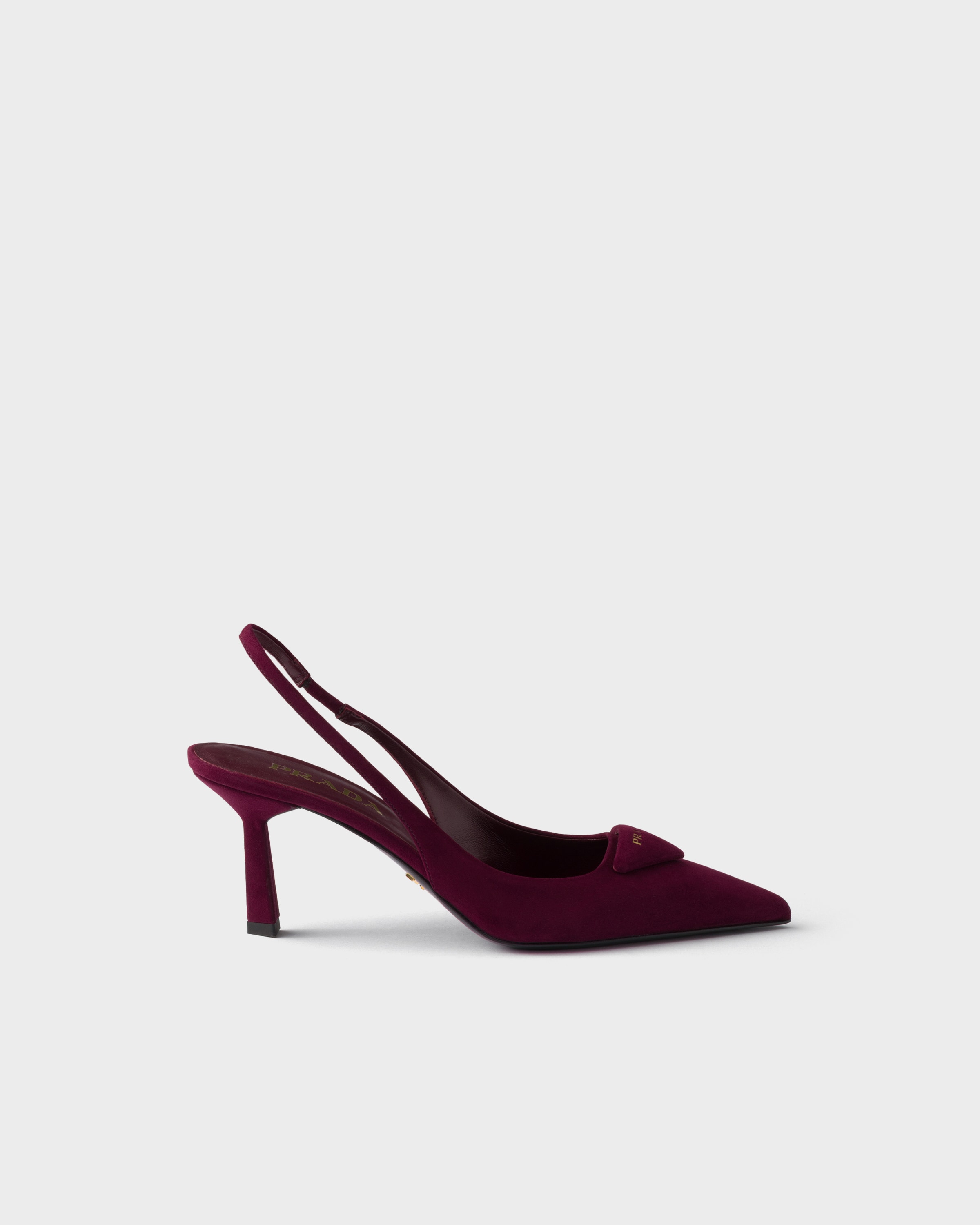 Prada Suede Slingback Pumps In Burgundy