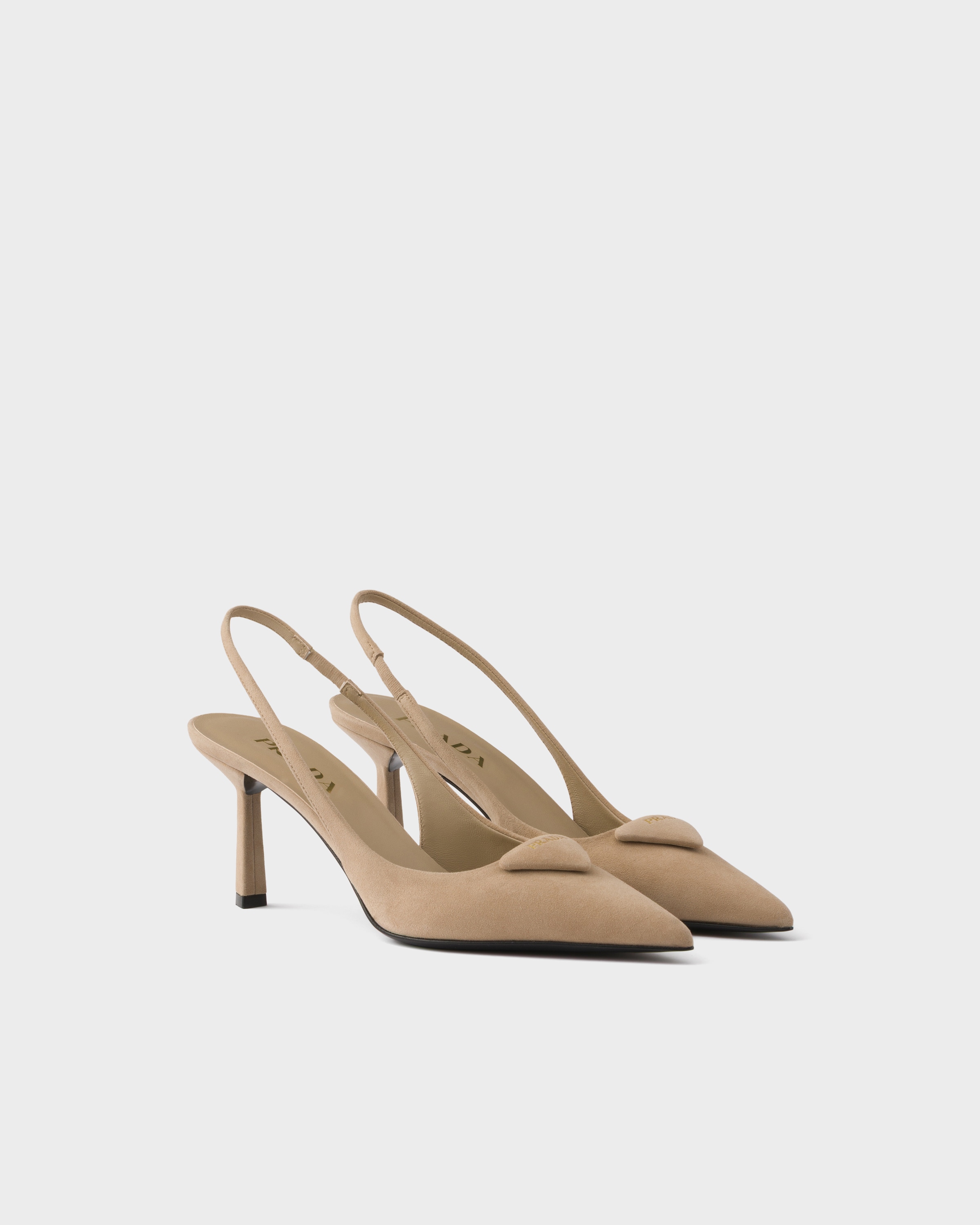 Sand Beige Suede slingback pumps | PRADA - United States