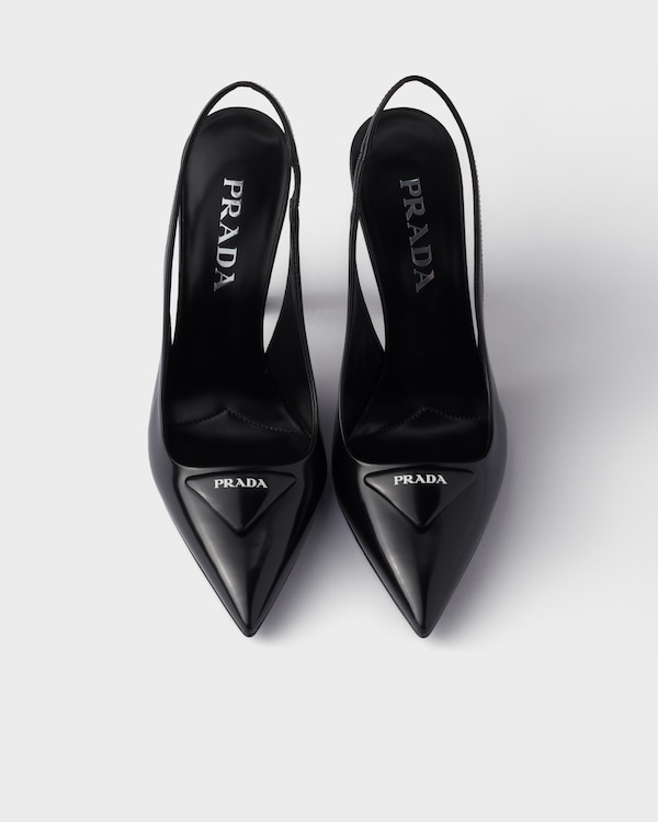 Décolleté slingback in pelle spazzolata Décolleté slingback in pelle spazzolata