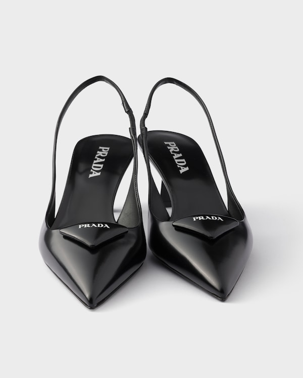 Brushed leather slingback pumps - Black Brushed leather slingback pumps - Black