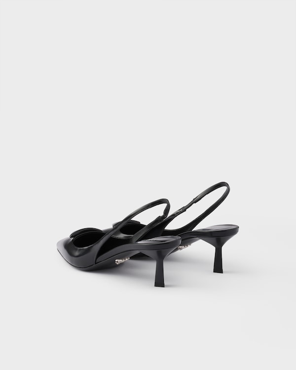 Brushed leather slingback pumps - Black Brushed leather slingback pumps - Black
