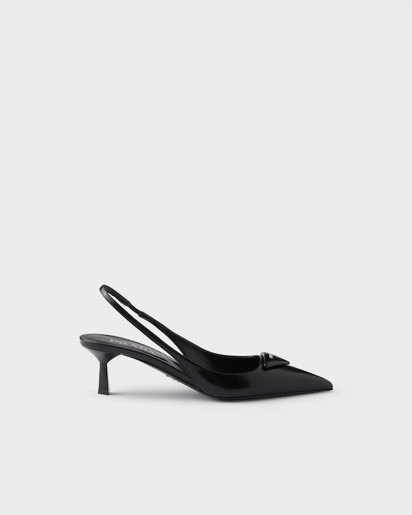 Brushed leather slingback pumps - Black Brushed leather slingback pumps - Black