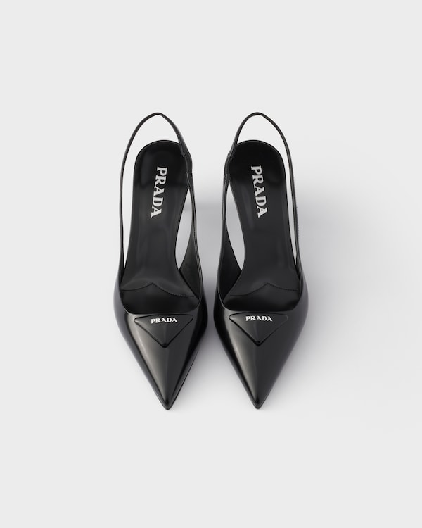 Brushed leather slingback pumps - Black Brushed leather slingback pumps - Black