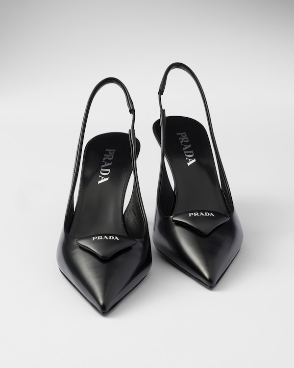 Brushed leather slingback pumps Brushed leather slingback pumps