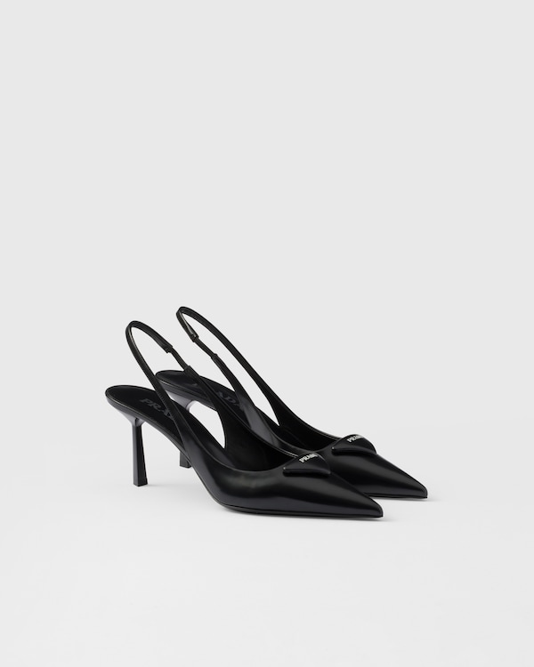 Black Patent leather slingback pumps | PRADA