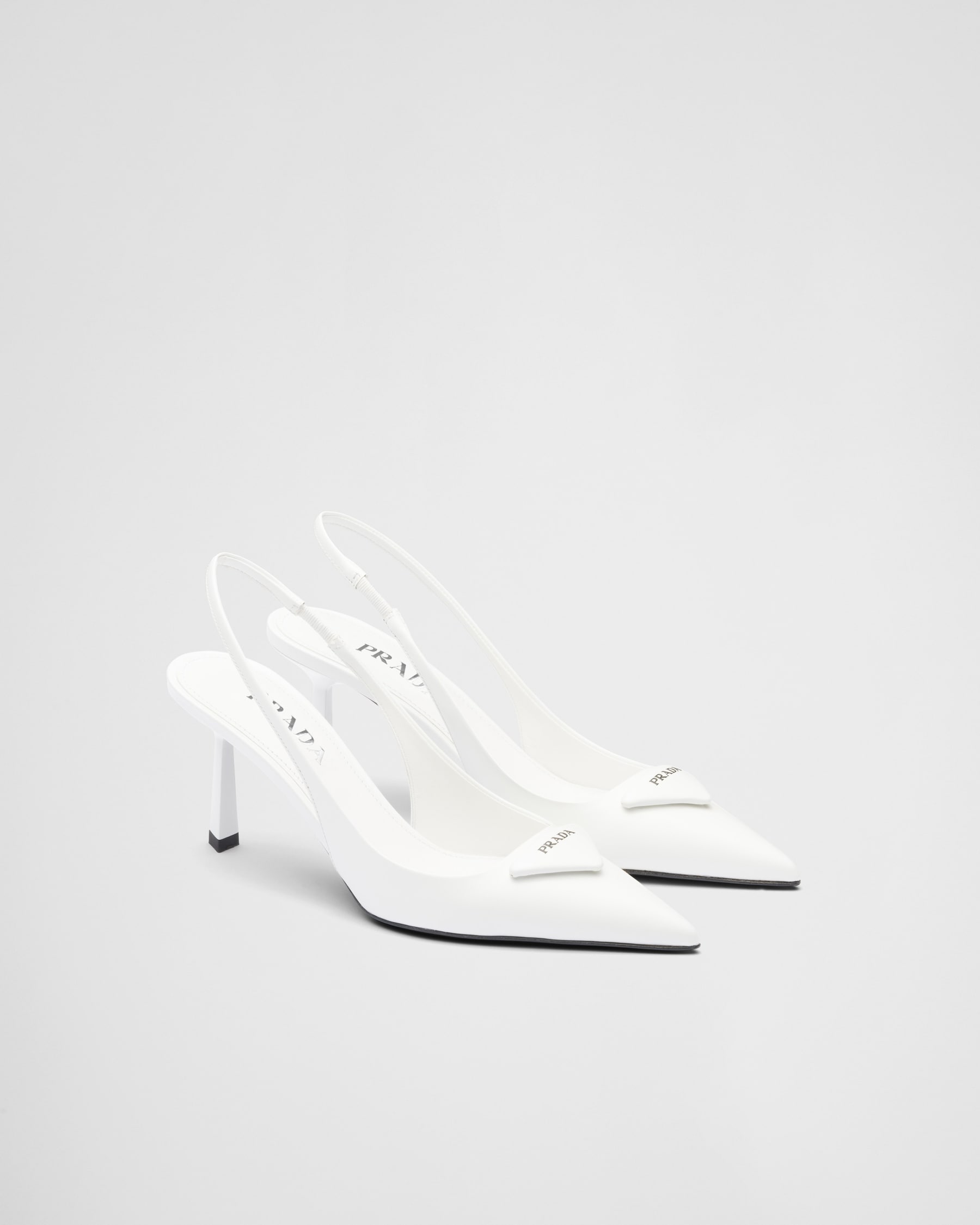 PRADA 26S SLINGBACK PUMPS 75MM IN TAUPE BROWN SUEDE WITH LOGO