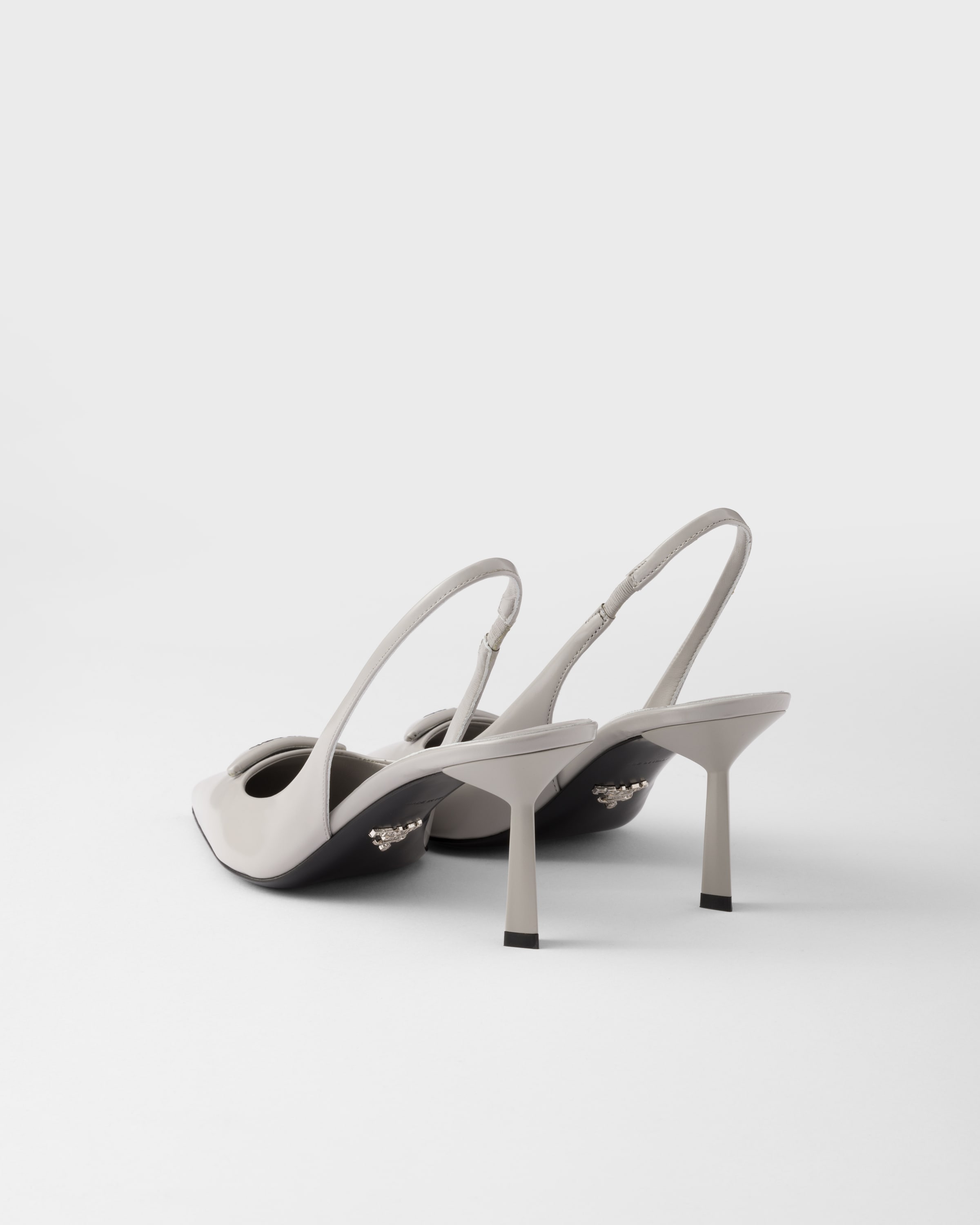 Prada Brushed Leather Slingback Pumps In Granitgrau